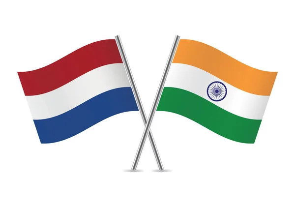 Los Países Bajos India Cruzaron Banderas Banderas Holandesas Indias Sobre — Vector de stock