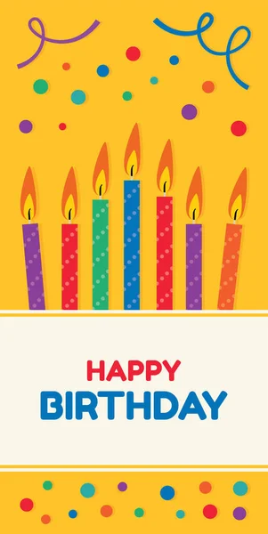Kleurrijke Happy Birthday Kaart Template Met Kaarsen Gelukkige Verjaardag Tekst — Stockvector