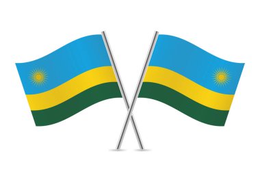 Ruanda bayrakları aştı. Beyaz arka planda Ruanda bayrakları. Vektör simgesi ayarlandı. Vektör illüstrasyonu.