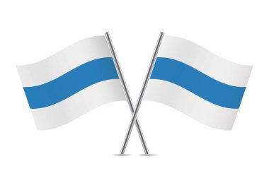 Rus savaş karşıtı bayraklar. Beyaz-mavi-beyaz bayrak. Rusya 'nın Özgürlüğü Lejyonu' nun simgesi. Rus muhalefet bayrakları.