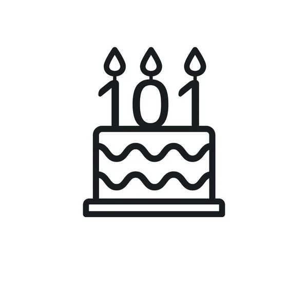 Birthday Cake Line Icon Candle Number 101 One Hundred One — Stockový vektor