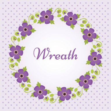 Purple flowers floral wreath. Vector poppy frame in the shape of a circle. Vector illustration.