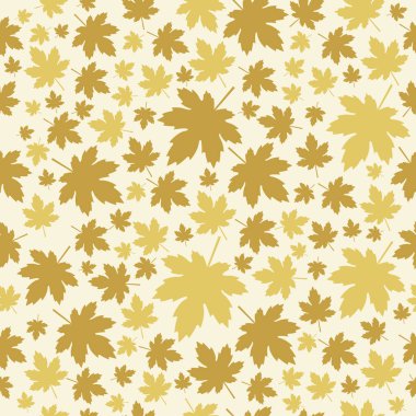 Gold maple leaf a seamless pattern. Vector background.