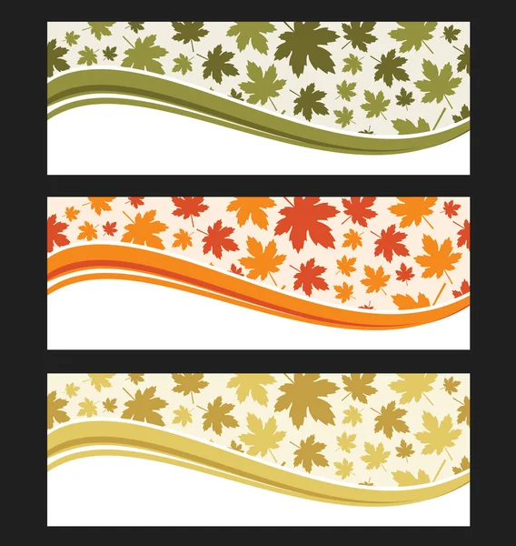 Set Maple Leaves Header Banner Autumn Design Vector Illustration — Image vectorielle