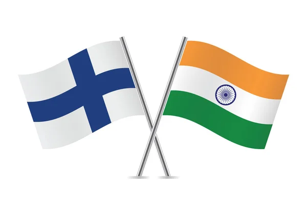 Finland India Crossed Flags Finnish Indian Flags White Background Vector – Stock-vektor