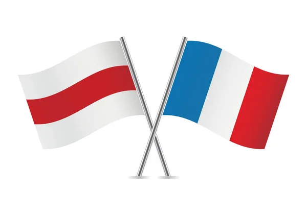 Belarus Opposition France Flags Belarusian Opposition French Flags White Background — Vector de stock