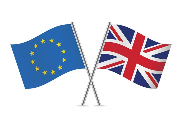 European Union Britain Flags British Flags White Background Vector Illustration — Vector de stock