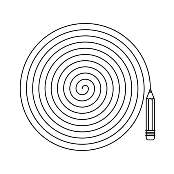 Spiral Curve Vector Illustration Pencil Drawing — стоковый вектор