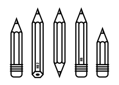 Pencils vector set. linear style.