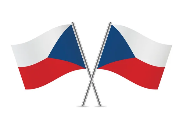 Czech Crossed Flags Czech Republic Flags White Background Vector Icon — Vector de stock