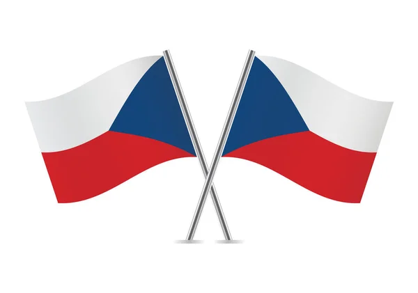 Czech Crossed Flags Czech Republic Flags White Background Vector Icon Grafiche Vettoriali