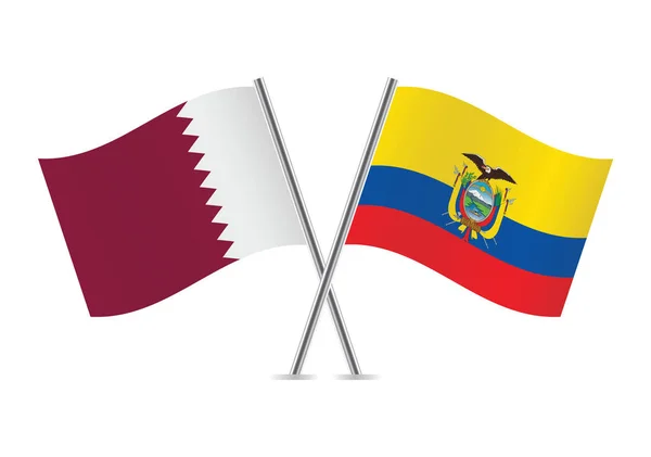 Qatar Ecuador Hanno Attraversato Bandiere Bandiere Qatar Ecuador Sfondo Bianco Illustrazioni Stock Royalty Free
