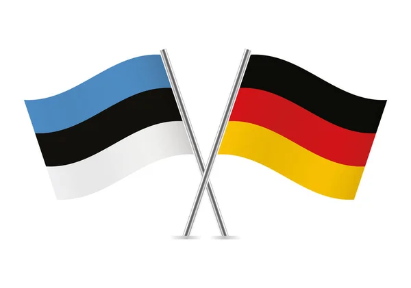 Естонія Німеччина Перетнули Прапори Естонські Німецькі Прапори Білому Тлі Векторна — стоковий вектор