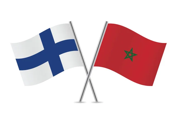 Finland Marokko Krydsede Flag Finske Marokkanske Flag Hvid Baggrund Vektorikon – Stock-vektor