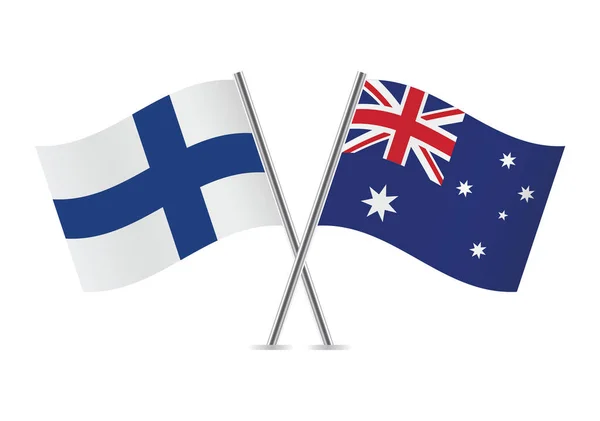 Finland Australien Krydsede Flag Finske Australske Flag Hvid Baggrund Vektorikon – Stock-vektor