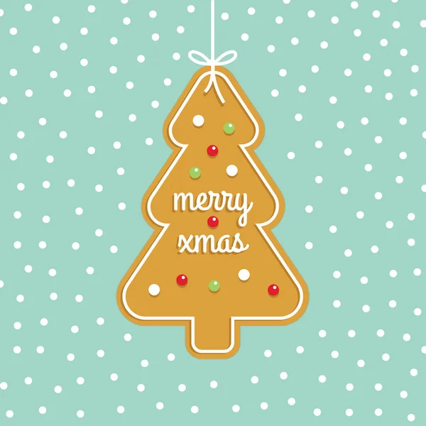 Cartão Natal Com Pinheiro Gengibre Cartão Natal Com Biscoito Árvore — Vetor de Stock