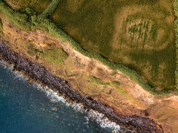 Flygbilder Från Havsutsikt Naturlig Drönare Landskap Utsikt Över Azorerna Öarna — Stockfoto
