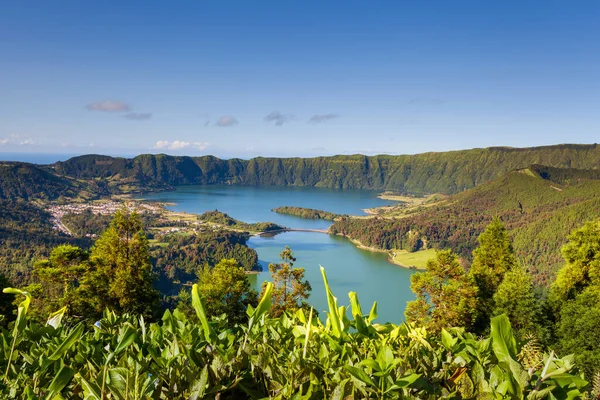 Дивовижний Вигляд Лагуни Сете Сідадес Азорських Островах Португалія Панорама Погляду — стокове фото