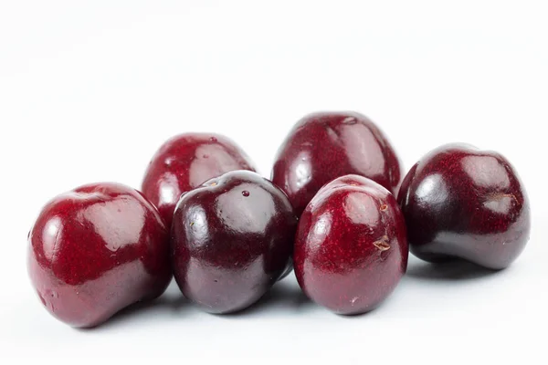 Few Delicious Cherries White Background — Zdjęcie stockowe