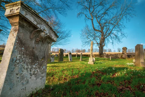 Kincardine Mezarlığı. St. Lolan Kilisesi ve Mezarlığı. County Stirling. İskoçya. İngiltere 'de eski kilise bölgesi. 1699 'un batısında ve 1699' un doğusunda bulunan, her ikisi de iyi cephanelik panellerine sahip iki mezar kapağı içeriyor..