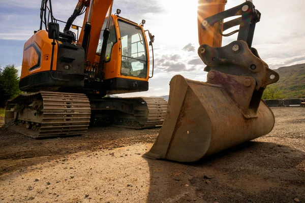 Excavator Caterpillars Heavy Construction Equipment Consisting Boom Dipper Bucket Cab — Fotografia de Stock