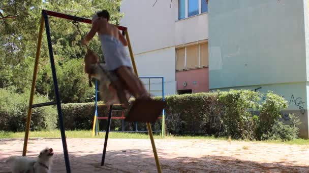 Two girls,one swing — Stock Video