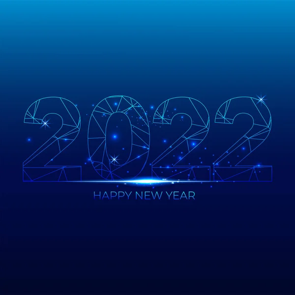 Feliz Año Nuevo 2022 Número Azul Con Brillantes Destellos Plantilla — Vector de stock