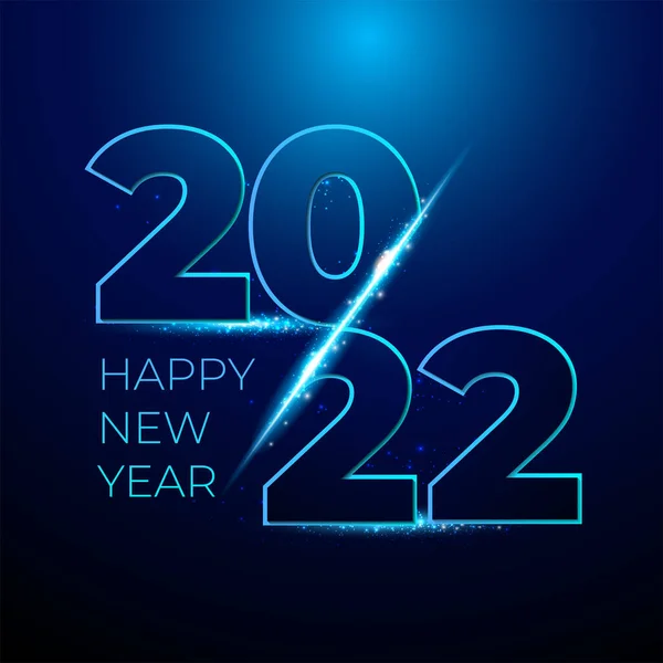 Bonne Année 2022 Numéro Bleu Avec Des Étincelles Lumineuses Modèle — Image vectorielle