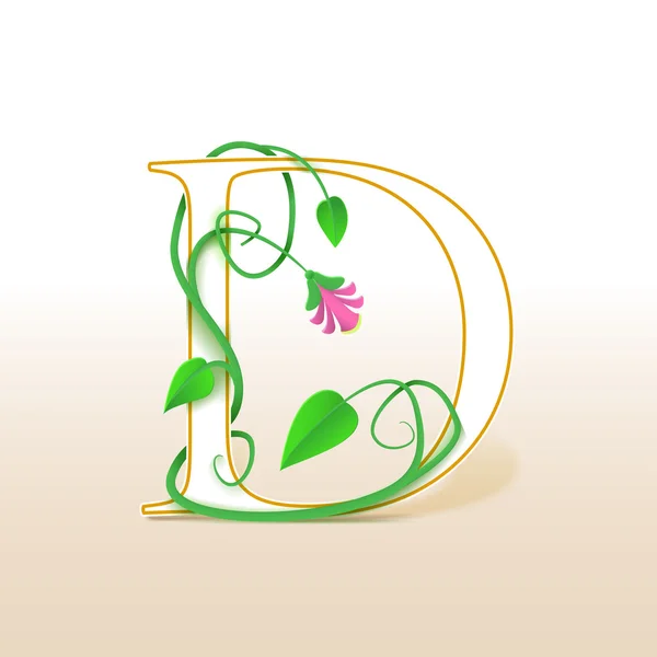 Vintage bir çiçek desenle d harfi — Stok Vektör