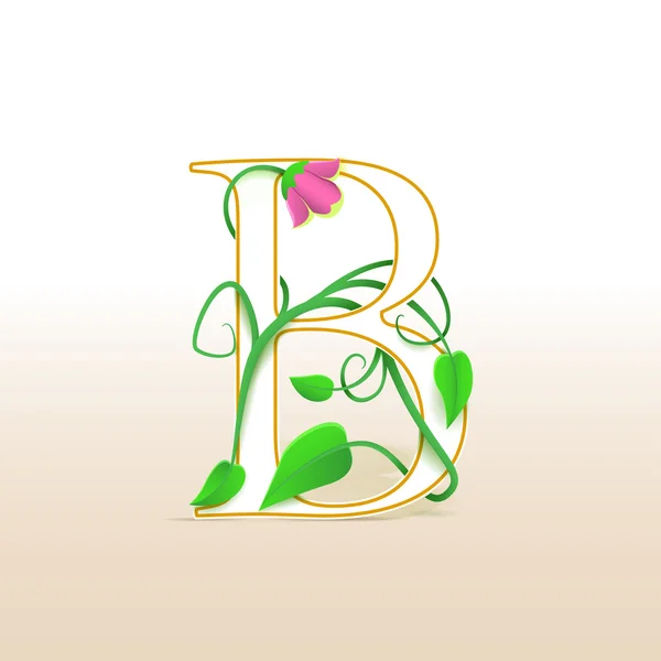 与老式的花卉图案字母 b — 图库矢量图片