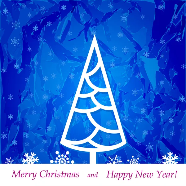 Árbol de Navidad sobre fondo azul, ilustración — Vector de stock