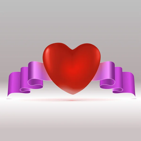 Coeur rouge avec ruban adhésif . — Image vectorielle