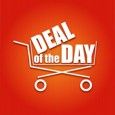 Deal of the day poster with a basket, vector illustration