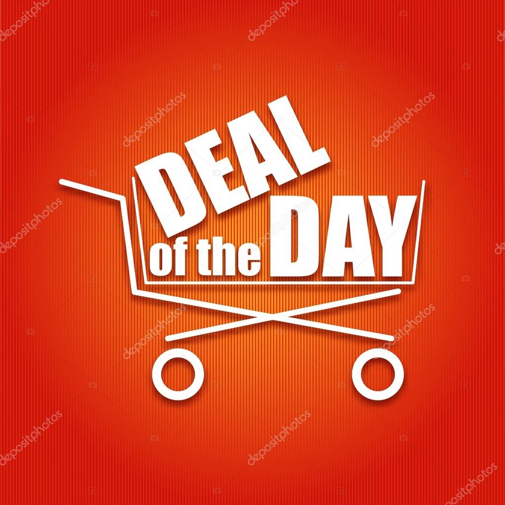 Deal of the day poster with a basket, vector illustration — Stock