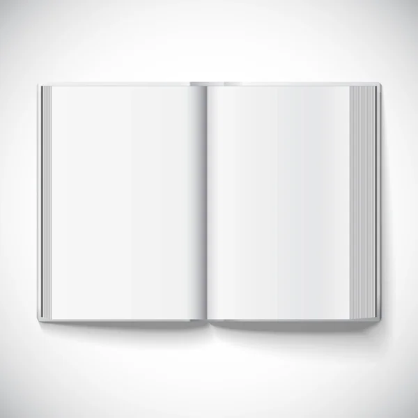 Libro abierto en blanco, ilustración vectorial de una malla de gradiente utilizada EPS10. Objeto aislado para diseño y branding — Vector de stock