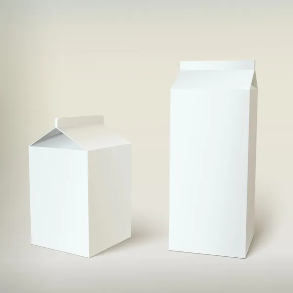 Confezioni di cartone del latte Bianco bianco bianco — Vettoriale Stock
