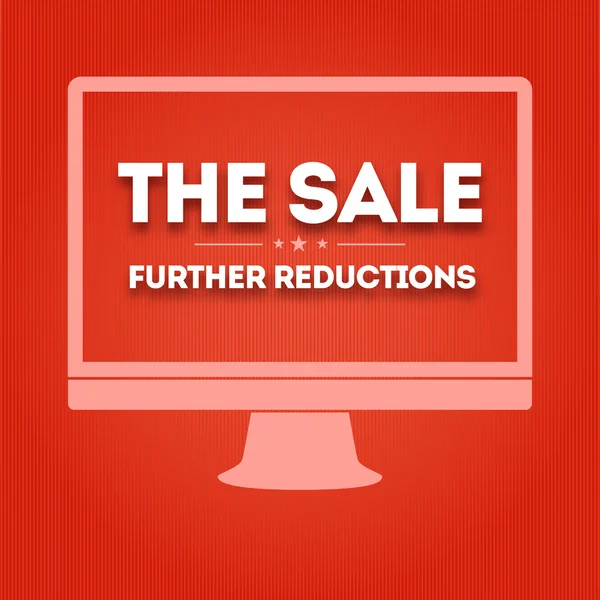 Monitor de silhueta com texto A venda, reduções adicionais — Vetor de Stock