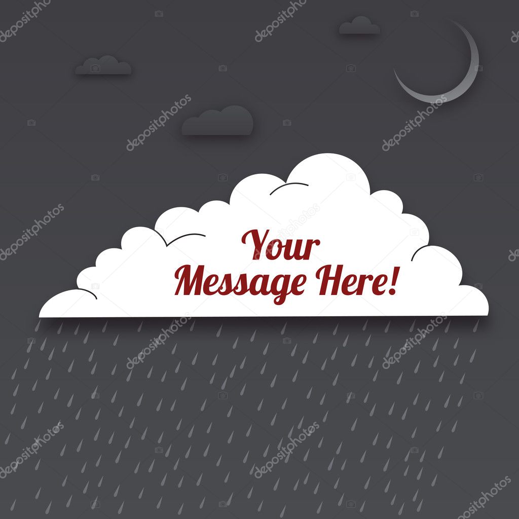 Clouds cut out of paper in the night, with place for your message