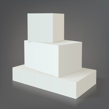 üç beyaz kutu şablonunu koyu arka plan doku olmadan boş