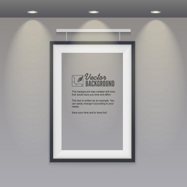 ışıkları ile duvara vektör boş çerçeve