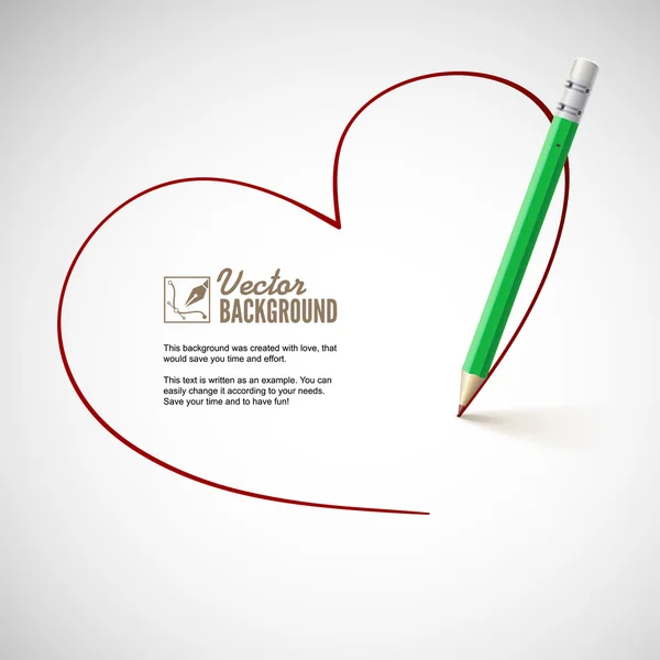 Desenho a lápis coração . — Vetor de Stock