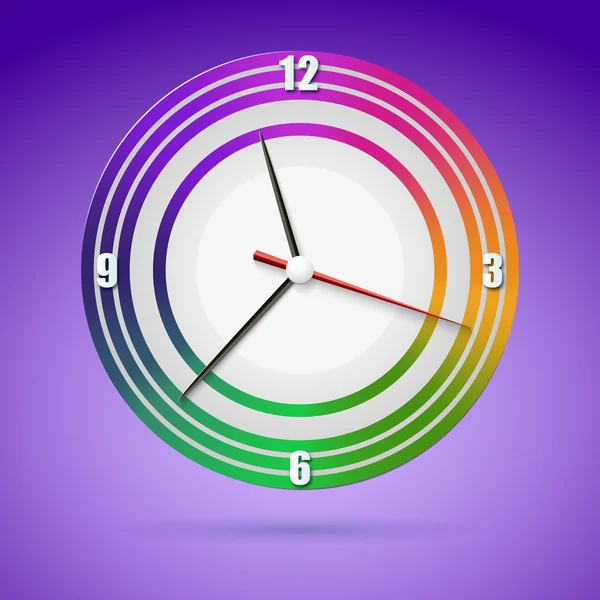 Relógio brilhante com um mostrador do arco-íris — Vetor de Stock