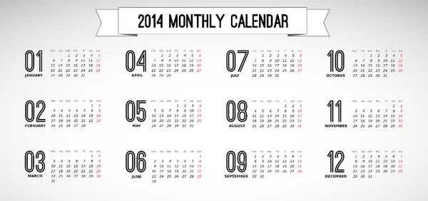 Calendario mensual, ilustración vectorial vintage — Vector de stock