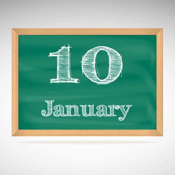 January 10, inscription in chalk on a blackboard — Stock Vector