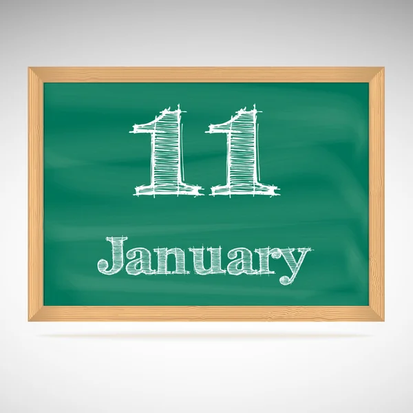 1 月 11 日，用粉笔在黑板上的题词 — 图库矢量图片