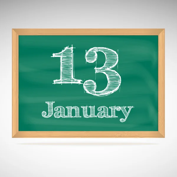 13 janvier, inscription à la craie sur un tableau noir — Image vectorielle