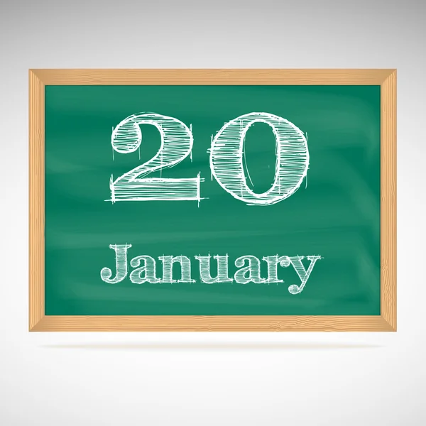 20 januari inscriptie in krijt op een schoolbord — Stockvector
