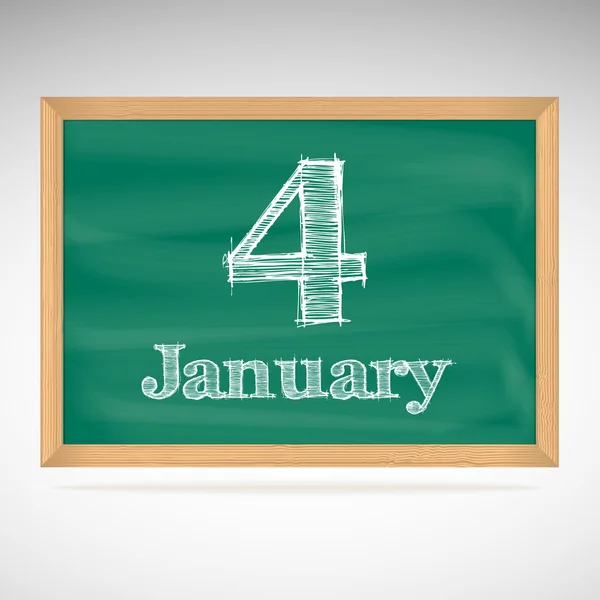 4 januari, inscriptie in krijt op een schoolbord — Stockvector
