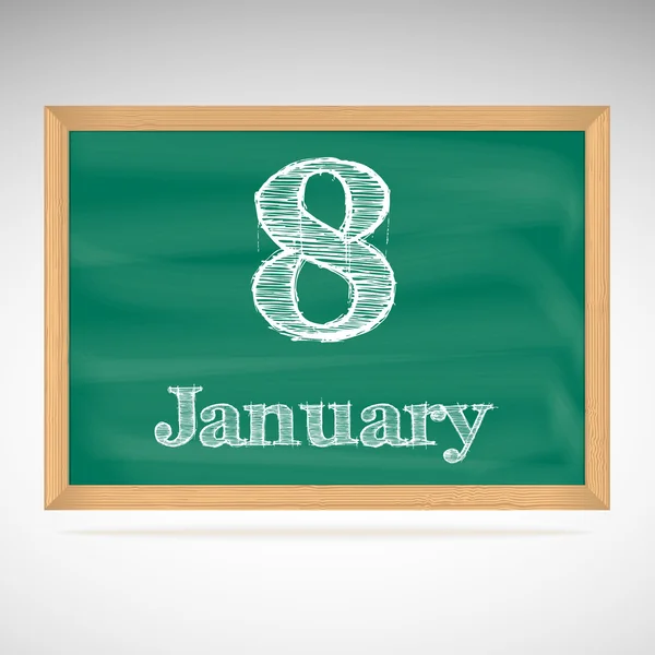 8 januari, inscriptie in krijt op een schoolbord — Stockvector