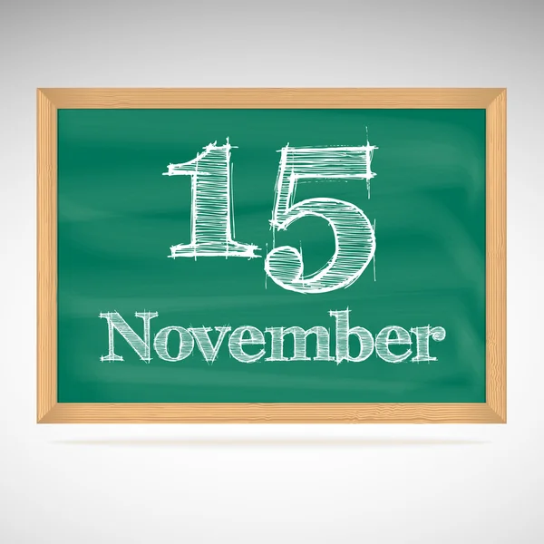 November 15, inscription in chalk on a blackboard — Stock Vector